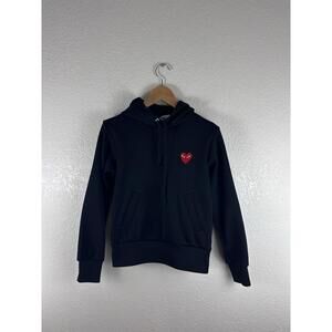 Comme Des Garçons PLAY Hoodie Black Red Heart Logo Size S Made In Japan